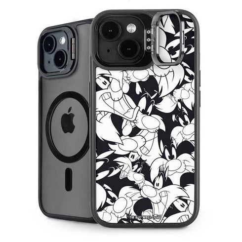 Looney Tunes Sylvester Super Sized Pattern iPhone 15 Kickstand Case
